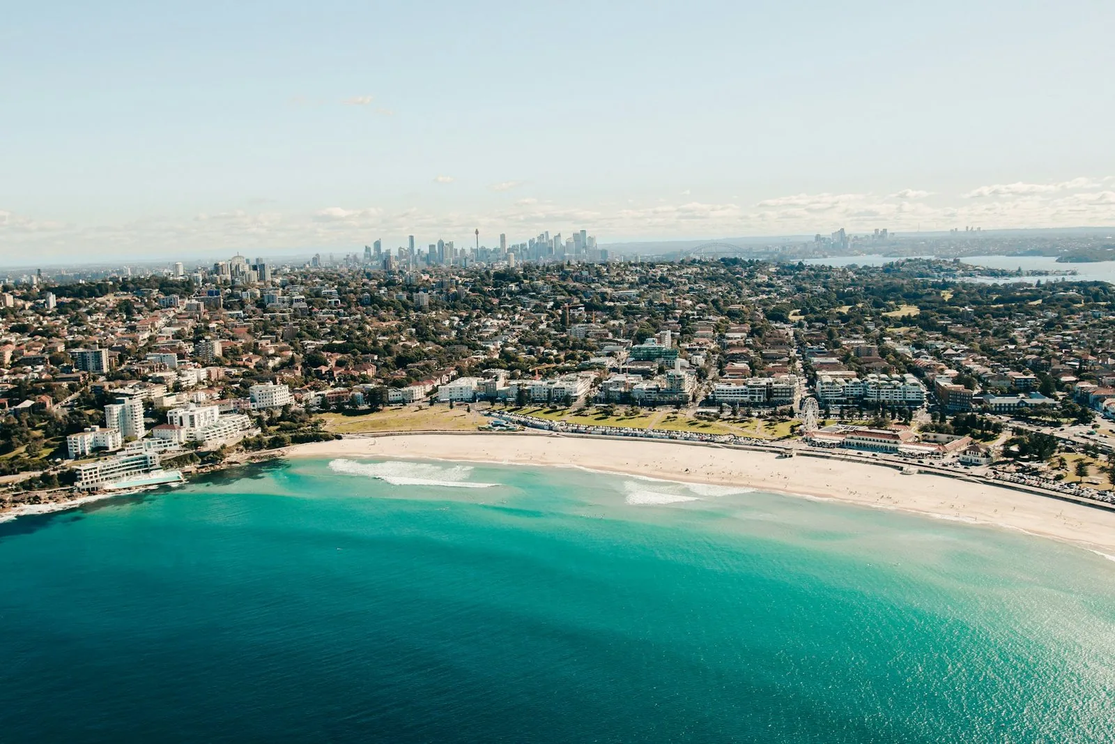 Turquoise water and golden sand at Bondi Beach